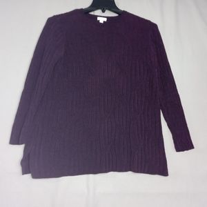 J. JILL WOMENS PURPLE CHENILLE SWEATER 100%POLYESTER L